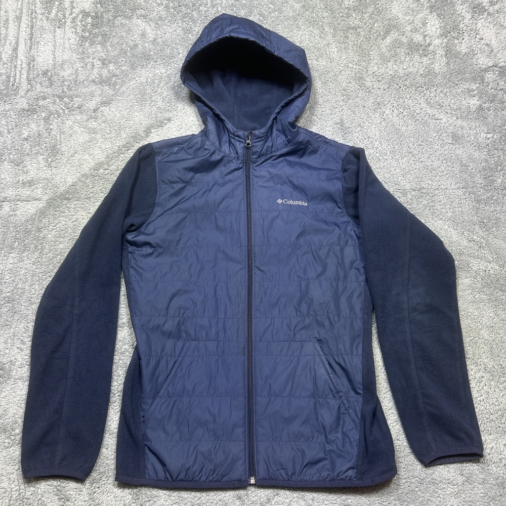 Columbia Warmer Days III Hooded Jacket Men's S Blue Full Zip Thermal Coil Pocket